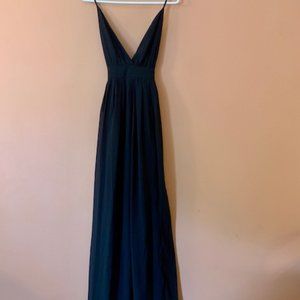 Black open back maxi dress